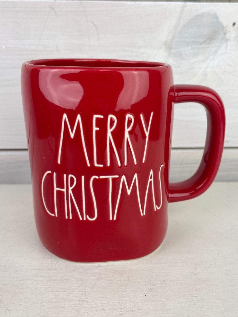 Rae Dunn Red Ceramic Large Letter Coffee Mug Merry Christmas